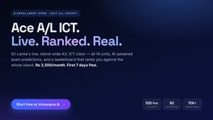 Ace A/L ICT — live, ranked, real. Enrollment open for the 2027 A/L cohort.